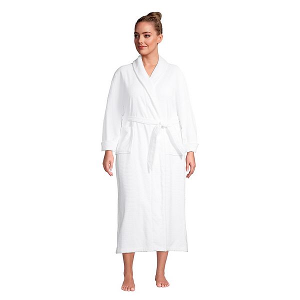 Plus Size Lands' End Cotton Terry Long Spa Bath Robe