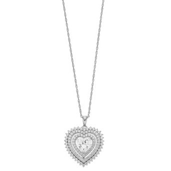 LeRose by Lexi and Rose Sterling Silver Cubic Zirconia Heart Pendant Necklace