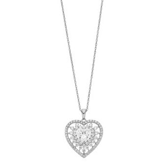 LeRose by Lexi and Rose Sterling Silver Cubic Zirconia Heart Pendant Necklace