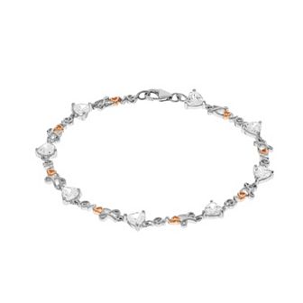 LeRose by Lexi and Rose Two Tone Sterling Silver Cubic Zirconia "Love" Bracelet