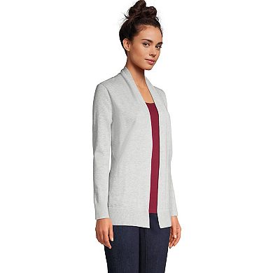 Petite Lands' End Cotton Open Long Cardigan Sweater