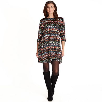 Women's Dress Works Holiday Print Swing Dress