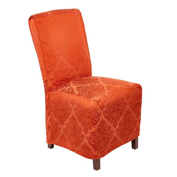 Lexington Damask Spice Dining Chair Cover, Damask Dining Chair Cover