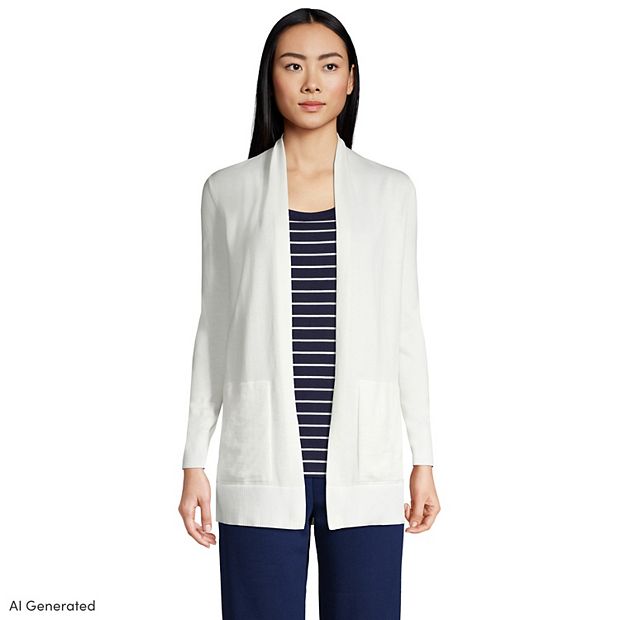Women's Lands' End Open-Front Long Cardigan Sweater