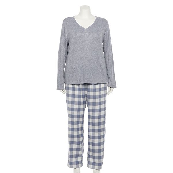 Plus Size Sonoma Goods For Life® Cozy Rib & Flannel Pajama Shirt ...