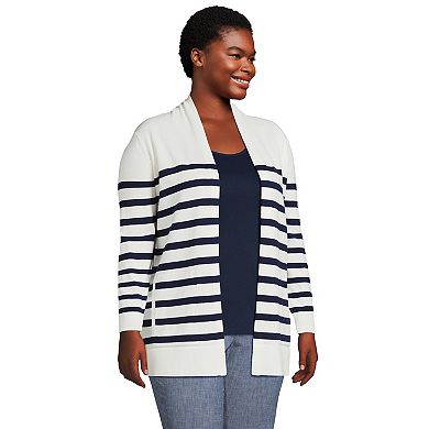 Plus Size Lands' End Draped Open-Front Long Cardigan Sweater