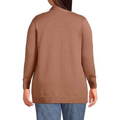 Plus Size Lands' End Draped Open-Front Long Cardigan Sweater