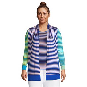 Plus Size Lands' End Draped Open-Front Long Cardigan Sweater