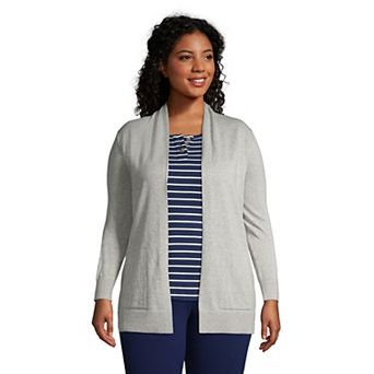 Plus Size Lands' End Draped Open-Front Long Cardigan Sweater