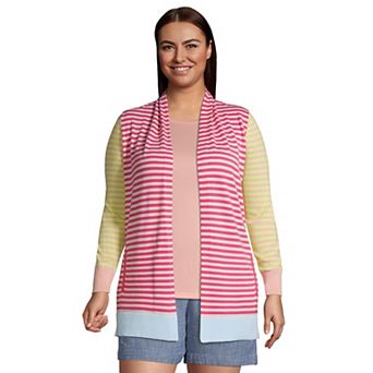 Plus Size Lands' End Draped Open-Front Long Cardigan Sweater