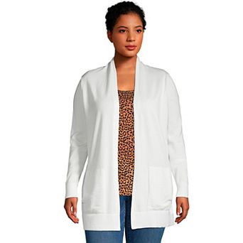 Plus Size Lands' End Draped Open-Front Long Cardigan Sweater