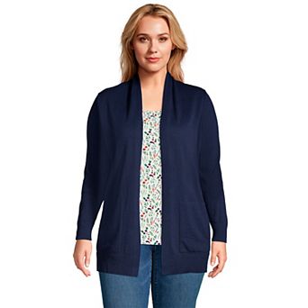 Plus Size Lands' End Draped Open-Front Long Cardigan Sweater