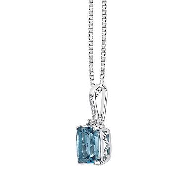 Gemminded 10k White Gold London Blue Topaz & Diamond Accent Pendant Necklace