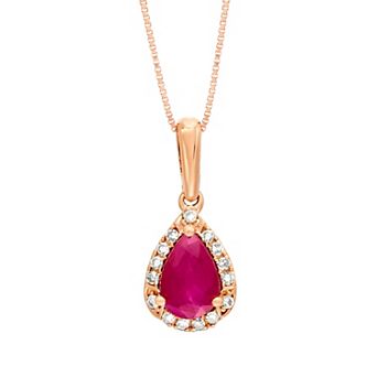 Gemminded 10k Rose Gold Ruby & Diamond Accent Pendant Necklace