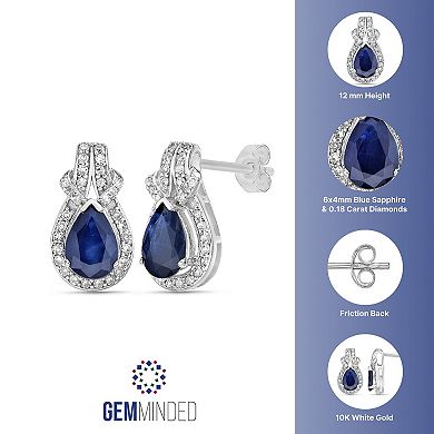 Gemminded 10k White Gold 1/5 Carat T.W. Diamond & Sapphire Earrings