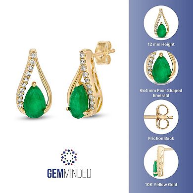 Gemminded 10k Gold Emerald & Diamond Accent Drop Earrings