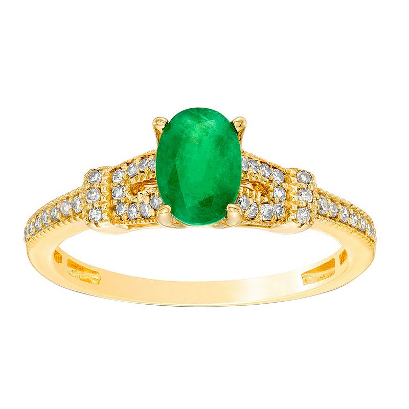 49036228 10k Gold 1/6 Carat T.W. Diamond & Emerald Ring, Wo sku 49036228