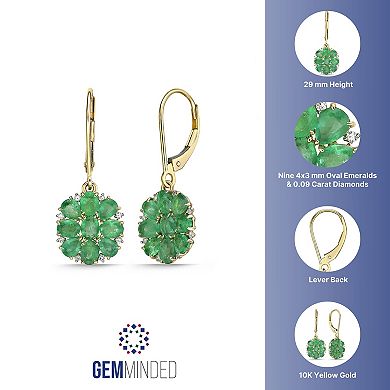 Gemminded 10k Gold 1/10 Carat T.W. Diamond & Emerald Leverback Earrings