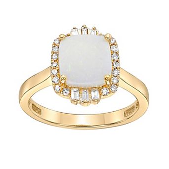 Gemminded 10k Gold 1/4 Carat T.W. Diamond & Opal Ring