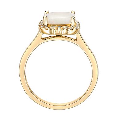 Gemminded 10k Gold 1/4 Carat T.W. Diamond & Opal Ring