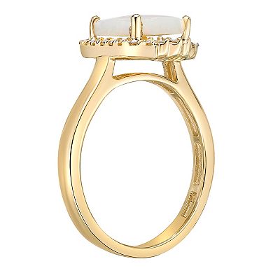 Gemminded 10k Gold 1/4 Carat T.W. Diamond & Opal Ring
