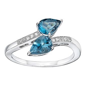 Gemminded 10k White Gold London Blue Topaz & Diamond Accent Ring