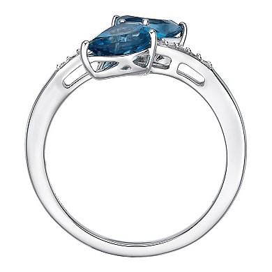 Gemminded 10k White Gold London Blue Topaz & Diamond Accent Ring