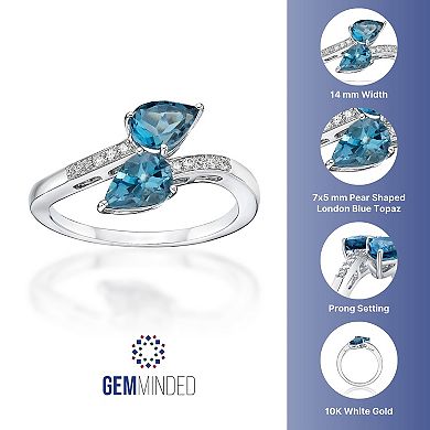 Gemminded 10k White Gold London Blue Topaz & Diamond Accent Ring