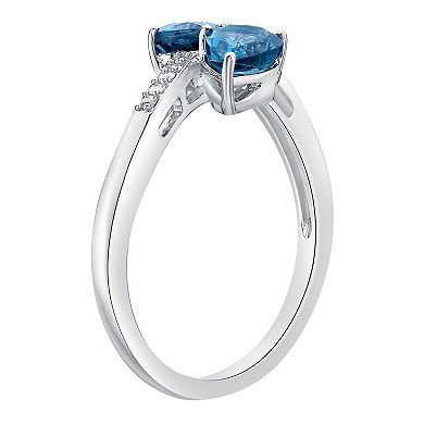 Gemminded 10k White Gold London Blue Topaz & Diamond Accent Ring