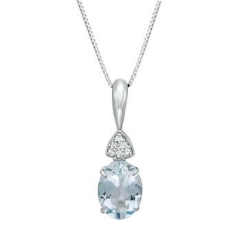 Gemminded 10k White Gold Aquamarine & Diamond Accent Pendant Necklace