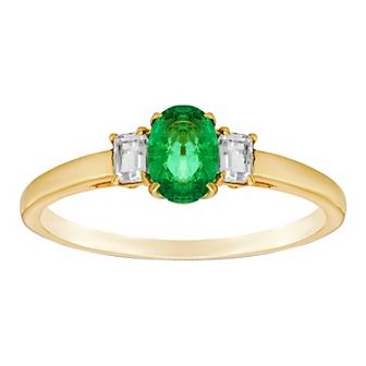 Gemminded 10k Gold White Topaz & Oval Emerald Ring