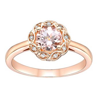 Gemminded 10k Rose Gold Morganite & Diamond Accent Ring