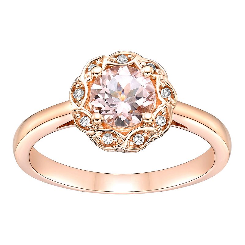 10k Rose Gold Morganite & Diamond Accent Ring, Womens, Size: 5, Pink