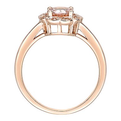Gemminded 10k Rose Gold Morganite & Diamond Accent Ring