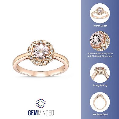 Gemminded 10k Rose Gold Morganite & Diamond Accent Ring