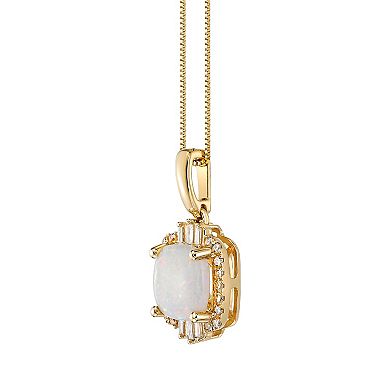Gemminded 10k Gold 1/4 Carat T.W. Diamond & Opal Pendant Necklace