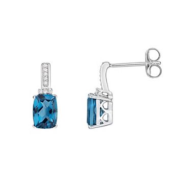 Gemminded 10k White Gold London Blue Topaz & Diamond Accent Drop Earrings