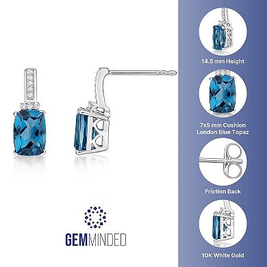 Gemminded 10k White Gold London Blue Topaz & Diamond Accent Drop Earrings