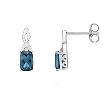 Gemminded 10k White Gold London Blue Topaz & Diamond Accent Drop Earrings