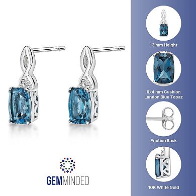 Gemminded 10k White Gold London Blue Topaz & Diamond Accent Drop Earrings