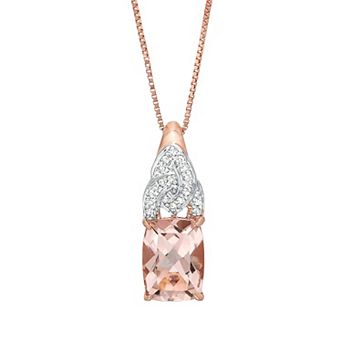 Gemminded 10k Rose Gold Morganite & Diamond Accent Pendant Necklace