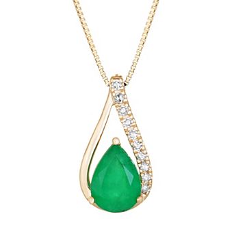 Gemminded 10k Gold Emerald & Diamond Accent Pendant Necklace