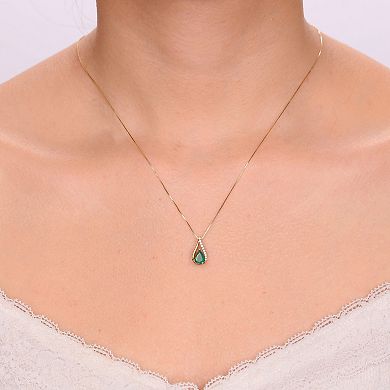 Gemminded 10k Gold Emerald & Diamond Accent Pendant Necklace