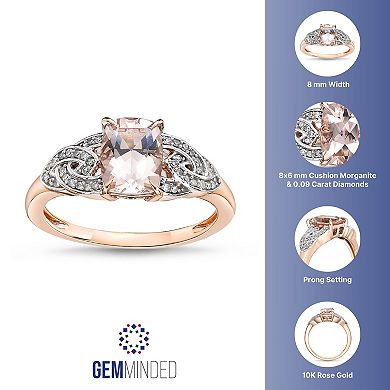 Gemminded 10k Rose Gold 1/10 Carat T.W. Diamond & Morganite Ring