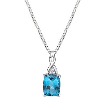 Gemminded 10k White Gold London Blue Topaz & Diamond Accent Pendant Necklace