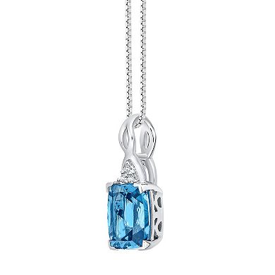 Gemminded 10k White Gold London Blue Topaz & Diamond Accent Pendant Necklace