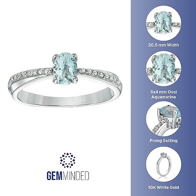Gemminded 10k White Gold Aquamarine & Diamond Accent Ring