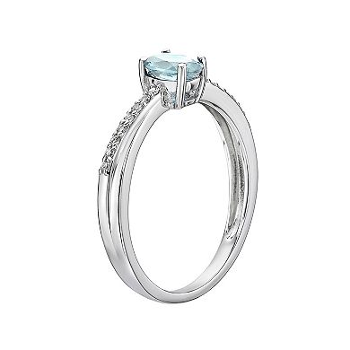 Gemminded 10k White Gold Aquamarine & Diamond Accent Ring