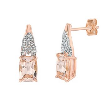 Gemminded 10k Rose Gold Morganite & Diamond Accent Drop Earrings