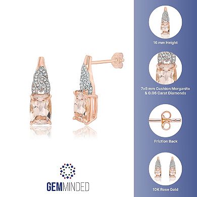 Gemminded 10k Rose Gold Morganite & Diamond Accent Drop Earrings